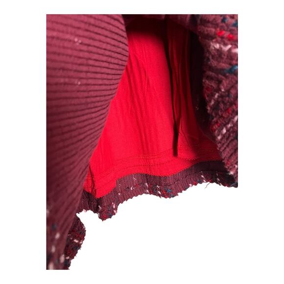 Maeve Anthropologie Burgundy Tweed Skirt A-Line Nubby XS Retro Textured Wine - Picture 9 of 11